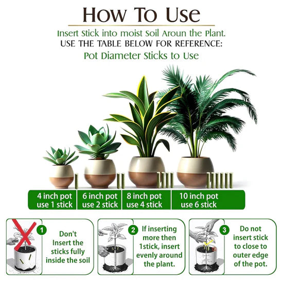 Fertilizer Sticks Boosts Growth & Yield | For Indoor & Outdoor Plants | Easy-to-Use | 30+Sticks Pack